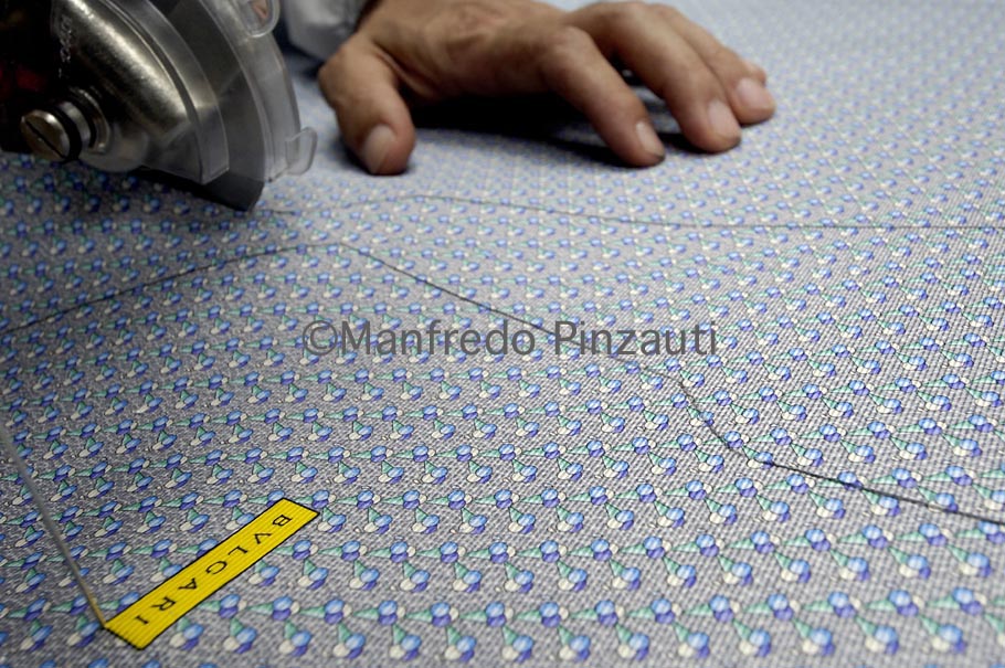15 TES Bulgari ties . Cutting of fabric